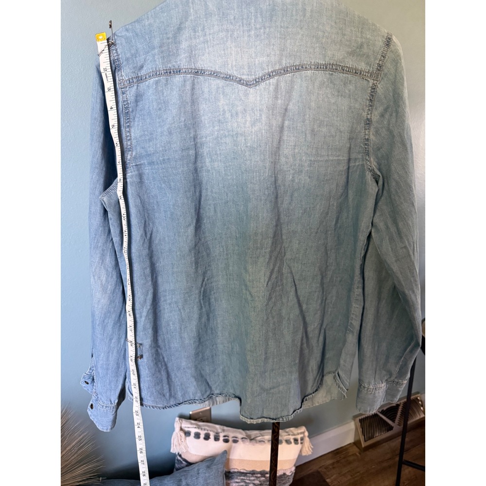 a.n.a Chambray Button‎ Down Shirt Cotton Denim Top Casual Western Size Small - Picture 3 of 6